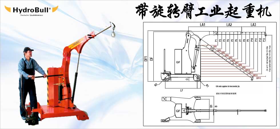 Hydrobull帶旋轉臂工業起重機圖