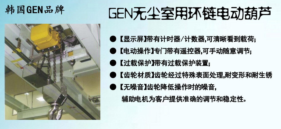 韓國進口無塵室用電動葫蘆圖