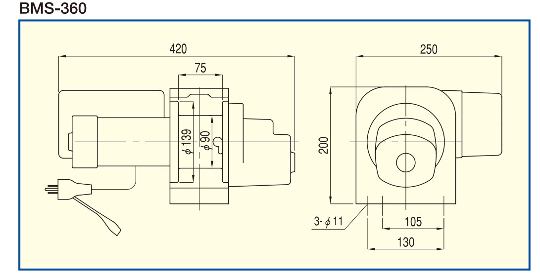 BM系列TKK卷揚機:BMS-360尺寸圖